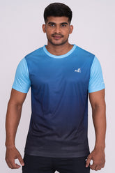 Ombrey Round Neck T-Shirt Firozi (D)